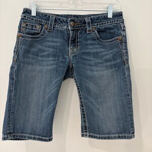 Miss Me Embellished Wing Pocket Bermuda Denim Shorts Size 28
